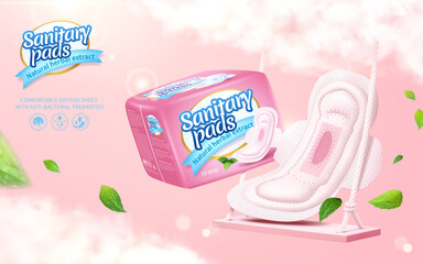 3D natural sanitary pad poster ad