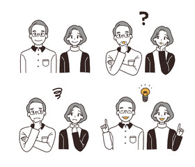 高齢夫婦の表情4点セット