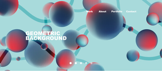 Network concept, line points connections geometric landing page background.