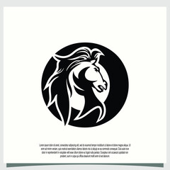 horse head logo design with initial letter o modern concept