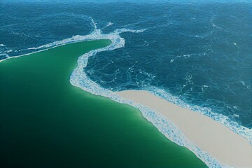 Fototapeta na wymiar Olas de mar sobre la costa. Generative AI