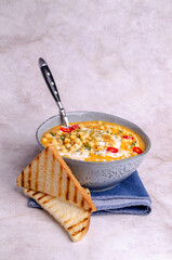 Creamy vegetable soup with chickpeas