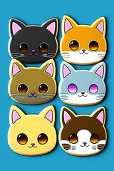 Fototapeta premium set of funny cartoon cats, sticker. Generative AI