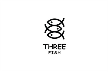 three fish logo designs on isolated white background