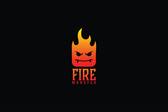 fire monster logo designs on black background