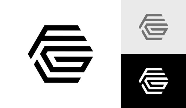 Letter FGL initial hexagon monogram logo design vector