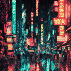 Fototapeta na wymiar city at night in the rain