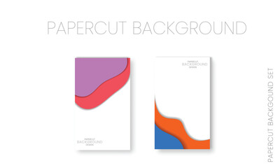 Vertical banners set with 3D abstract background and paper cut shapes