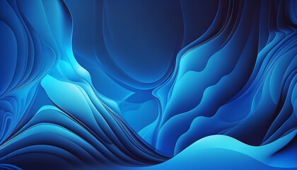 Swirling blue abstract background with 3d waves. Generative AI