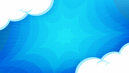 Vector comic blue background with cloud