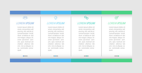 4 stages of development, improvement or training. Infographics with visual action icons for business, finance, project, plan or marketing