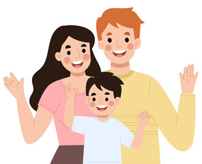 Illustration of portrait of a happy family