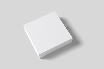 Realistic  Square Gift box mockup side view angle Blank