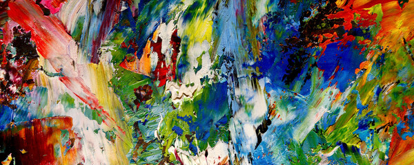 Color texture. Hand drawn oil painting on canvas. Abstract art background. Modern, contemporary art. Colorful canvas. Wall decor background	