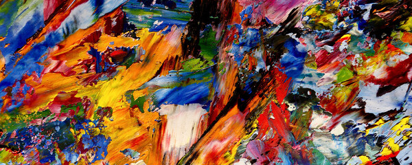 Color texture. Hand drawn oil painting on canvas. Abstract art background. Modern, contemporary art. Colorful canvas. Wall decor background	