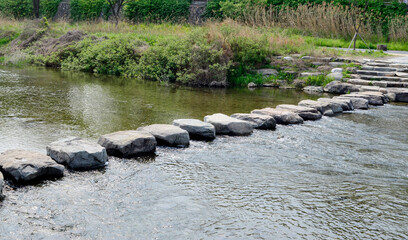 The stepping stone of Jeonjucheon Stream in Jeonju-si, Jeollabuk-do, Korea