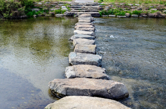The stepping stone of Jeonjucheon Stream in Jeonju-si, Jeollabuk-do, Korea