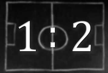 scoreboard with a score of 1:2. symbol of team sports