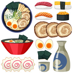 Set of ingredients for ramen