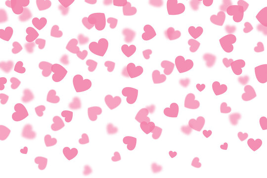 pink  faliing blurry heart confetti  isolated on transparent background, cut out, PNG illustration.