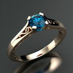 A gold ring with a blue topaz stone, Generative Ai