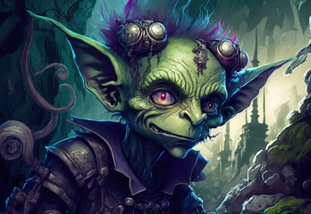 Green Goblin Character Wearing Purple Attire