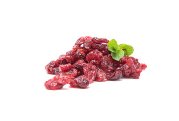 Dried cranberries isolated on white background. Healthy food concept