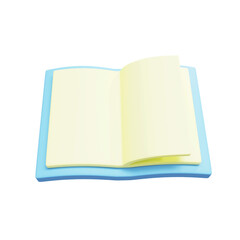 Blue white clear book 3D Icon