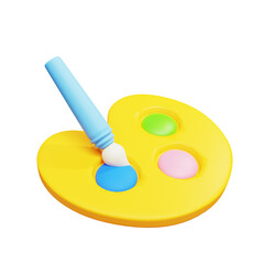 yellow color palette blue brush 3D Icon