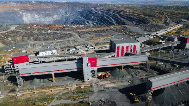 iron ore mining plant crushing flying drone