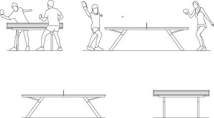 Vector sketch illustration of a table tennis athlete