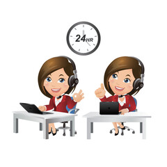 People Set - Business - Women. Customer support with headphones-3