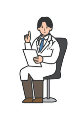 椅子に座る男性医師のイラスト