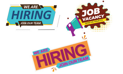 Join the team we are hiring banner template, Job vacancy we are hiring, We are hiring vector illustration,  hiring template, join our team vector