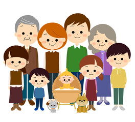 ペットを飼っている3世代の大家族