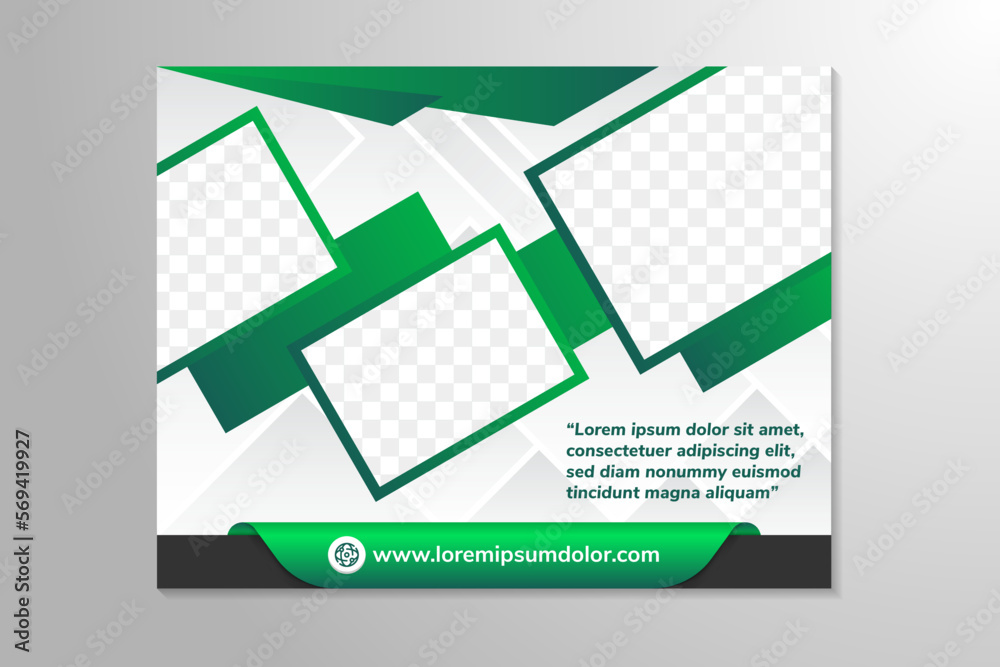 Wall mural gradient green banner design web template. horizontal layout header banner. modern cover background 