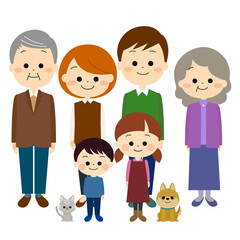 ペットを飼っている3世代の大家族