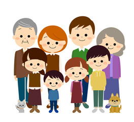 ペットを飼っている3世代の大家族