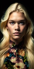 Obraz premium Portrait eines hübschen norwegisch schwedisch weiblichen Model im Fotostudio, ai generativ