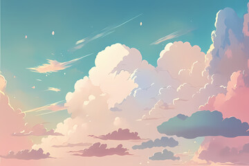 Fototapeta na wymiar watercolor background with clouds
