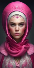Hübsches Russisches Model Gesicht in trationeller Kleidung Nahaufnahme, ai generativ