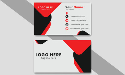 Modern futuristic business card template black red colors.Flat design vector abstrac,creative and clean Business card template.