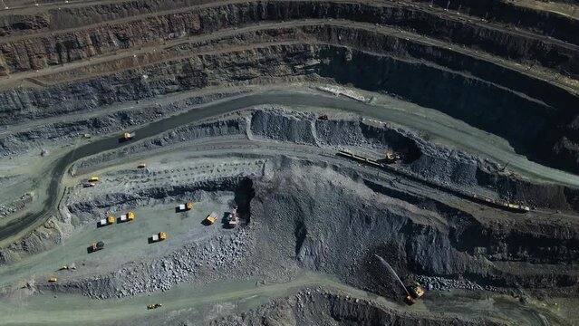 quarry mining iron ore top view drone