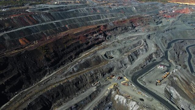 quarry mining iron ore top view drone