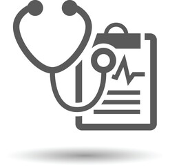 Medicine vector icon. Simple stethoscope and clipboard icons