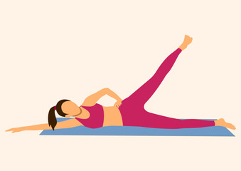 Woman exercising on fitness mat