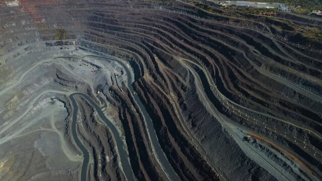 quarry mining iron ore top view drone