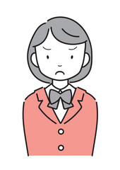 怒る・困る・ナーバスな女子生徒　上半身