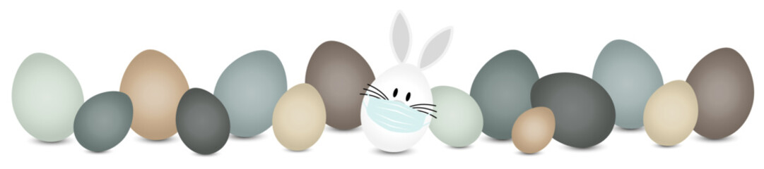 Weißes Hasenei Maske & Ostereier Naturfarben