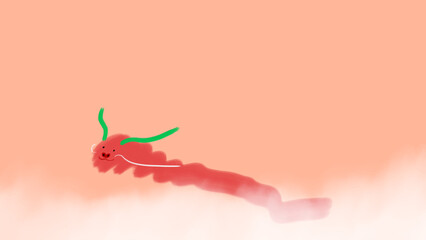 雲からひょっこり顔を出す可愛いドラゴン（辰年、竜、龍、干支）